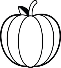 line art vector illustration of a pumpkin isolated on a transparent background