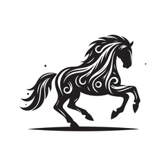 create simple black Horse Silhouette Vector  with white background 