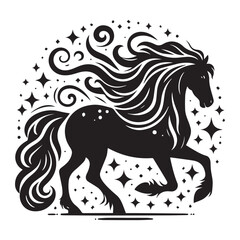 create simple black Horse Silhouette Vector  with white background 