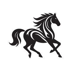 create simple black Horse Silhouette Vector  with white background 
