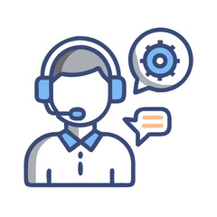 Technical Support Agent Icon Representing Helpdesk Service and Customer Assistance