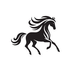 create simple black Horse Silhouette Vector  with white background 