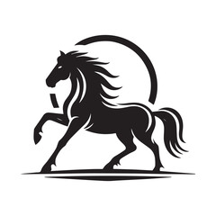 create simple black Horse Silhouette Vector  with white background 