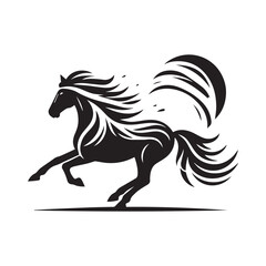 create simple black Horse Silhouette Vector  with white background 