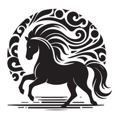 create simple black Horse Silhouette Vector  with white background 