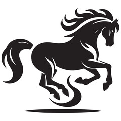 create simple black Horse Silhouette Vector  with white background 