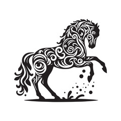 create simple black Horse Silhouette Vector  with white background 