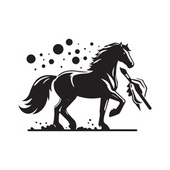 create simple black Horse Silhouette Vector  with white background 