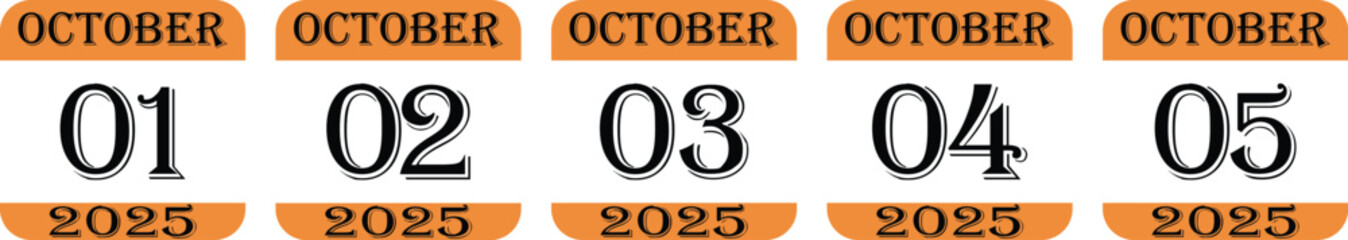 October calendar 2025 icon set.Calendar Event schedule date.calendar date icon on white background.Agenda plan, october month schedule calendar and Time planner.Meeting appointment time.