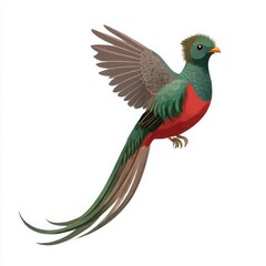 Fototapeta premium Resplendent quetzal flying illustration on white background