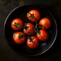 blistered tomatoes on olive oil