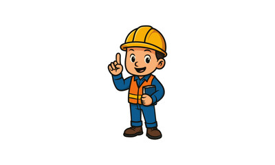 Cartoon Avatar Mascot Construction Worker Profile