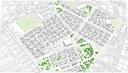 Detailed Urban Planning Aerial View Cityscape Design Modern Architectural Buildings Development     