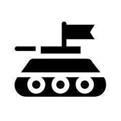 Military Tank with Flag Icon Design