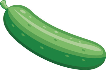A vibrant vector art illustration of a delicious, fresh cucumber fruit, showcasing crisp texture, vivid green color, and natural appeal.