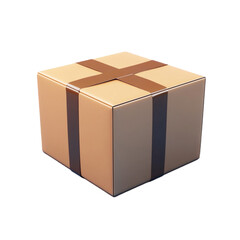 Fototapeta premium A tan box secured with brown tape ready for shipping delivery or transport