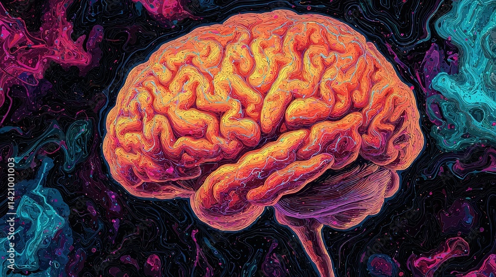 Aufkleber neural network ai-generated brain imagery digital art abstract environment gigapixel standard scale