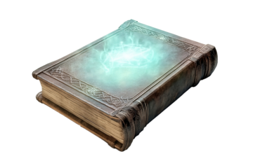 Mystical Spell Book with Glowing Runes on the Ancient Cover