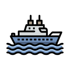 Fototapeta premium Naval Ship on Waves Icon Design