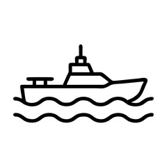 Naval Ship on Waves Icon Design