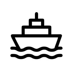 Naval Ship on Waves Icon Design