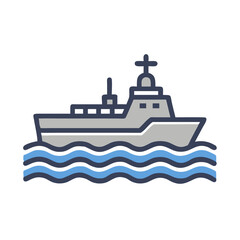 Obraz premium Naval Ship on Waves Icon Design