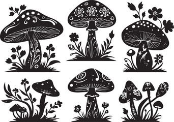 Mystic Mushrooms Clipart Set
