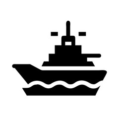 Navy Battleship on Water Icon Design