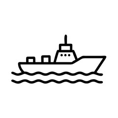 Navy Battleship on Water Icon Design