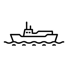 Navy Battleship on Water Icon Design
