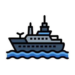 Obraz premium Navy Battleship on Water Icon Design