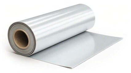 rolled sheet of composite material, partially unrolled, showcasing smooth surface and glossy finish. This versatile material is ideal for various applications in construction and manufacturing
