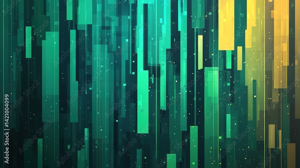 Poster dynamic pixel art chaos on green background abstract digital artwork studio environment gigapixel qu