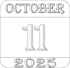 October calendar 2025 line art icon.Calendar Event schedule date.calendar date icon on white background.Agenda plan, october month schedule calendar and Time planner.Meeting appointment time.