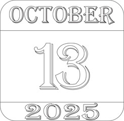 October calendar 2025 line art icon.Calendar Event schedule date.calendar date icon on white background.Agenda plan, october month schedule calendar and Time planner.Meeting appointment time.