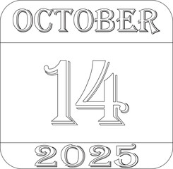 October calendar 2025 line art icon.Calendar Event schedule date.calendar date icon on white background.Agenda plan, october month schedule calendar and Time planner.Meeting appointment time.