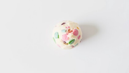 Single scoop of colorful ice cream