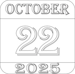 October calendar 2025 line art icon.Calendar Event schedule date.calendar date icon on white background.Agenda plan, october month schedule calendar and Time planner.Meeting appointment time.