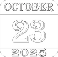 October calendar 2025 line art icon.Calendar Event schedule date.calendar date icon on white background.Agenda plan, october month schedule calendar and Time planner.Meeting appointment time.