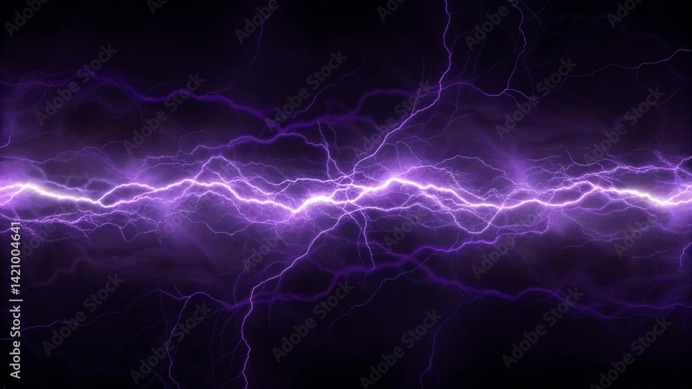 Poster abstract purple electric lighting striking on dark background for energy and power design concept, g
