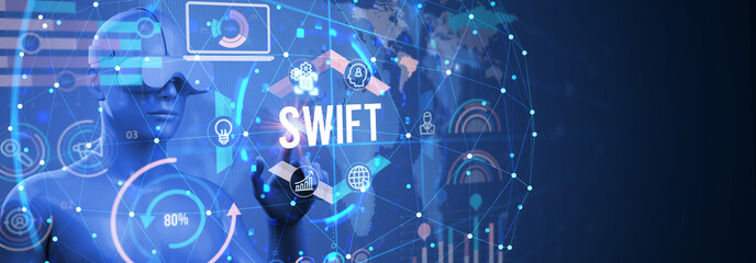 SWIFT. Society for Worldwide Interbank Financial Telecommunications. Financial Banking regulation concept.
