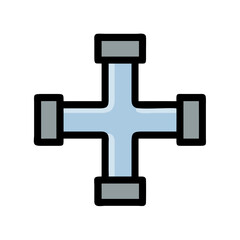 Pipe Fitting Cross Joint Icon Design
