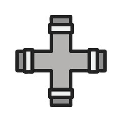 Pipe Fitting Cross Joint Icon Design