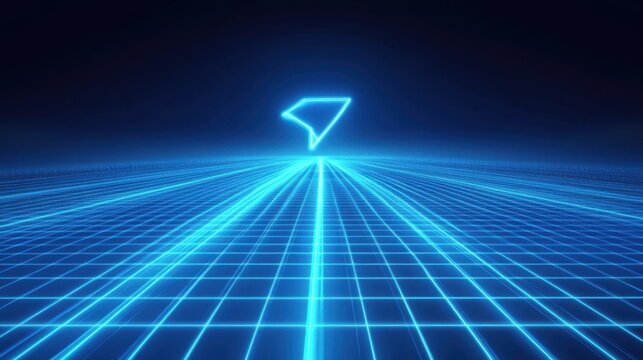 Neon Diamond on Grid Landscape