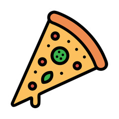 Pizza Slice with Toppings Icon Design