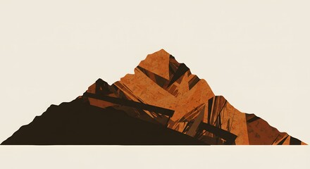 Abstract Mountain Illustration with Geometric Shapes and Warm Earth Tones