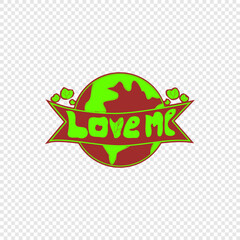 love me earth badge. eco awareness vector label