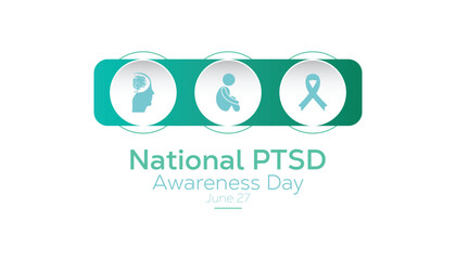 June is National PTSD Awareness Day. Vector template Design for banner, greeting card, poster, prints, social media post ,flyer , T shirt with background.