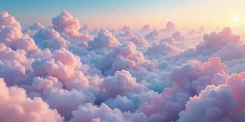 Rainbow Wallpaper. Fluffy Clouds at Sunrise Above the Sky Peaceful Scene