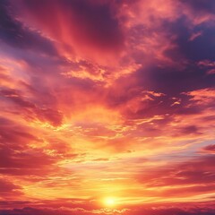 Fototapeta premium Gorgeous glowing clouds with vibrant sunset colors across the sky high resolution picture
